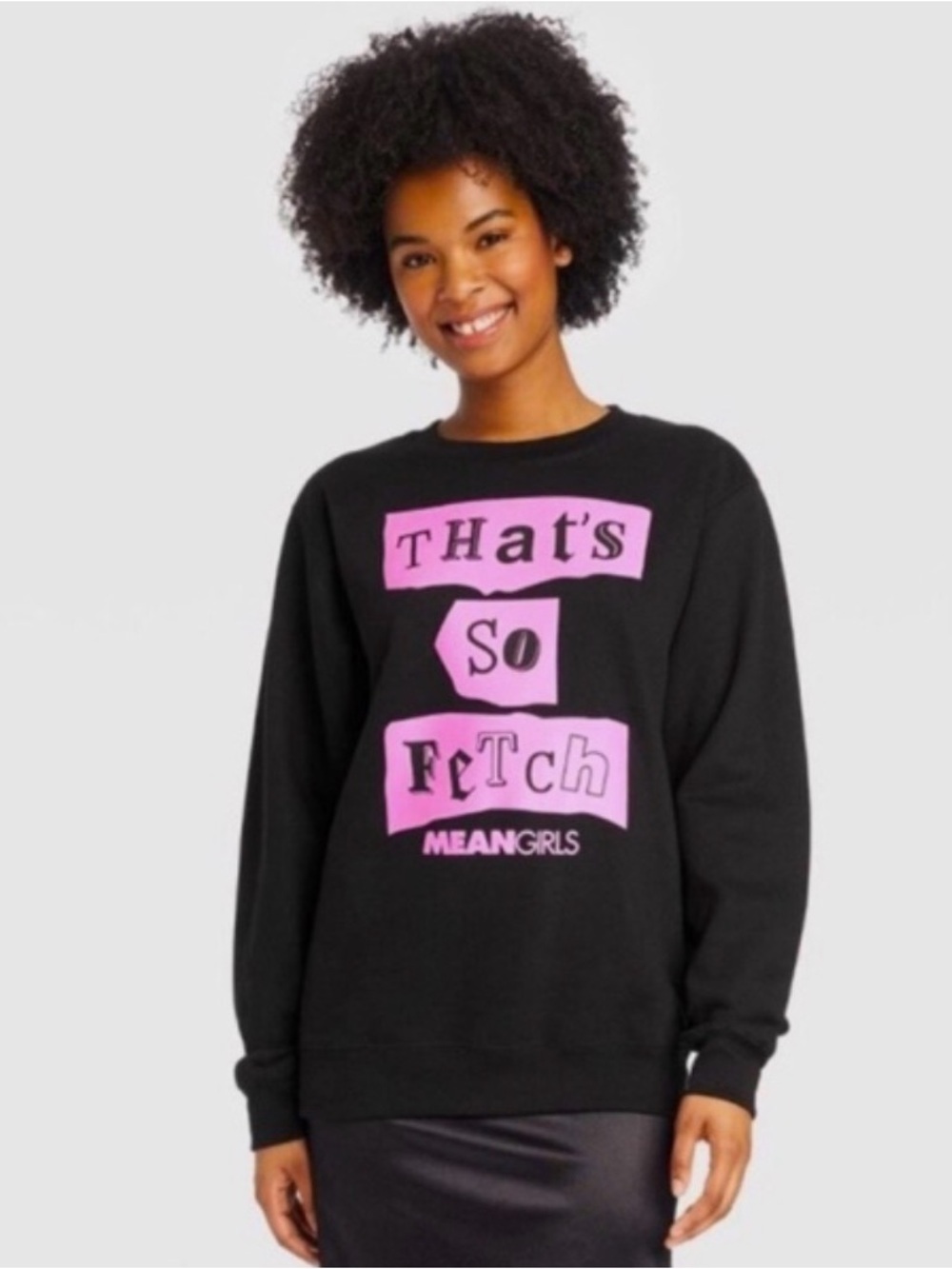 Mean Girls Thats So Fetch Sweatshirt Womens Black Cotton Blend Long Sleeve Sz XS